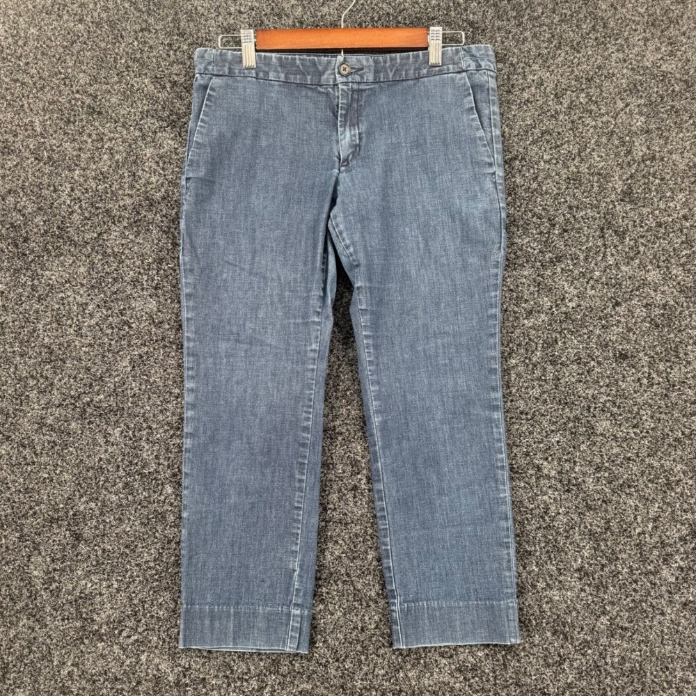 Banana Republic Hampton Fit Petite Blue Chambray Denim Straight Leg Pants 28/6P